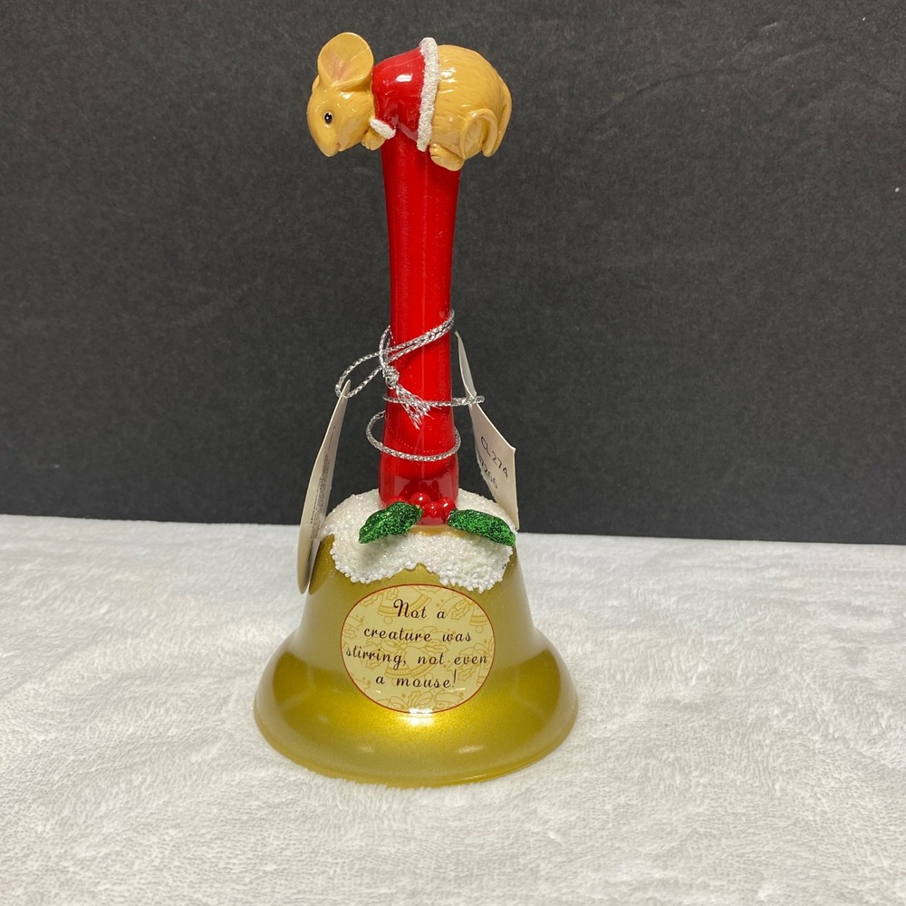 Christmas‎ Bell Ornament Red Handle Mouse "Not A Creature Was Stirring" NOS